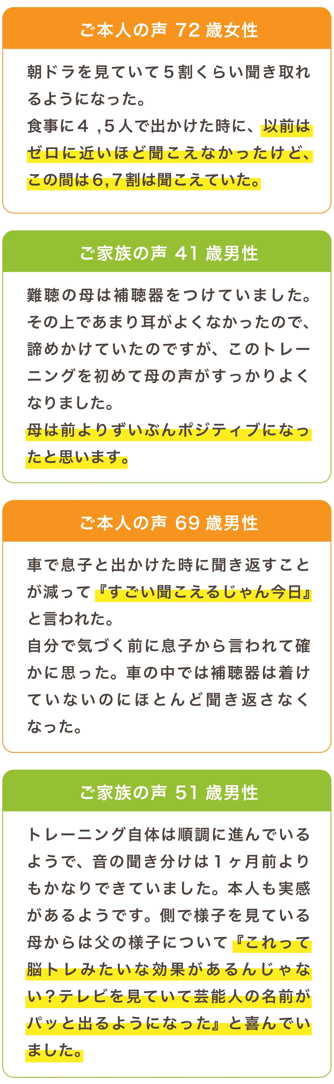 ご利用者の声 詳細
